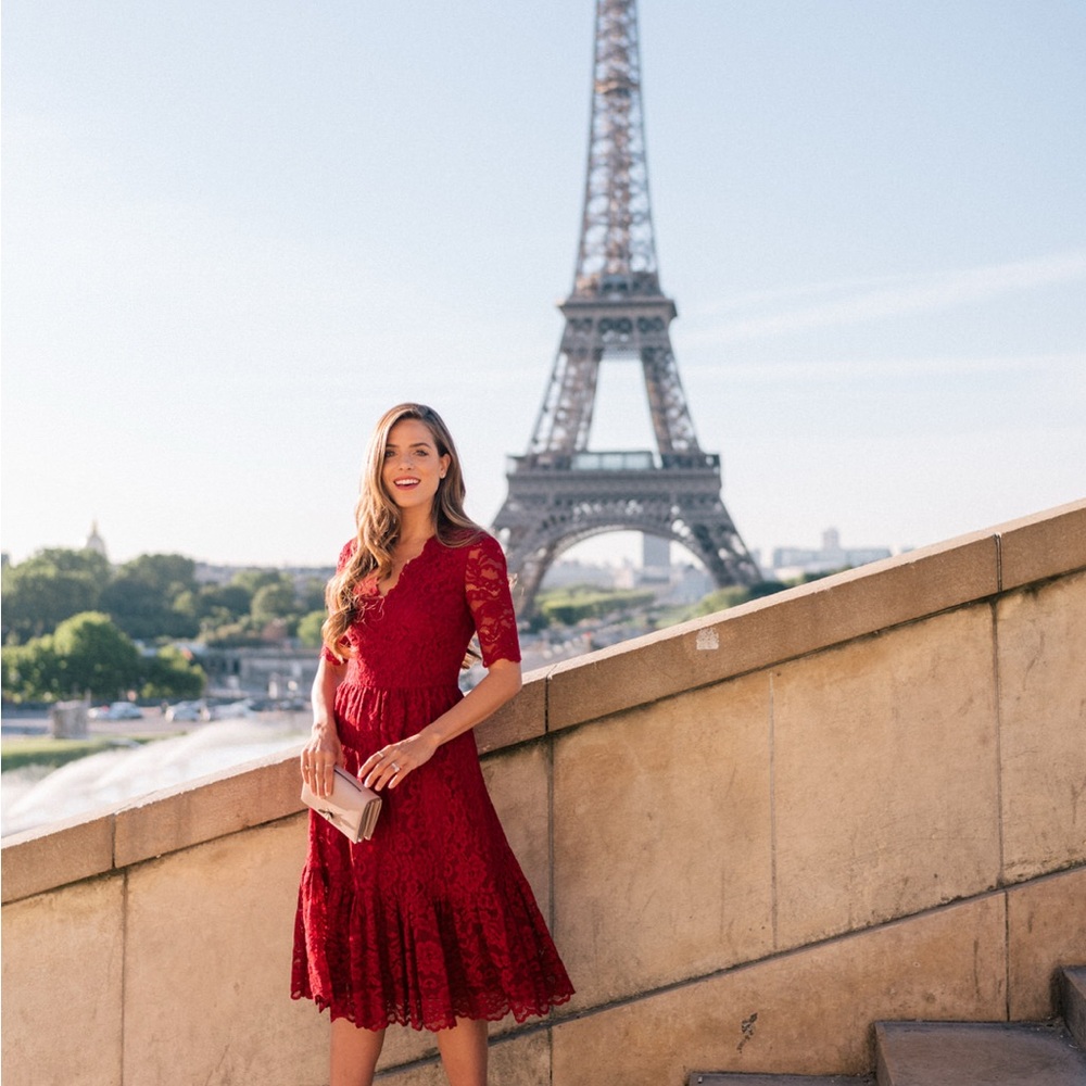 Gal Meets Glam Burgundy Lace Midi Dress